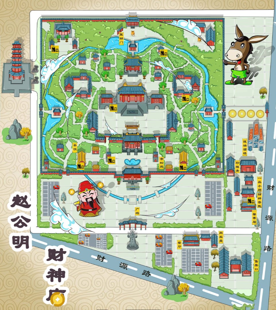 加茂镇寺庙类手绘地图